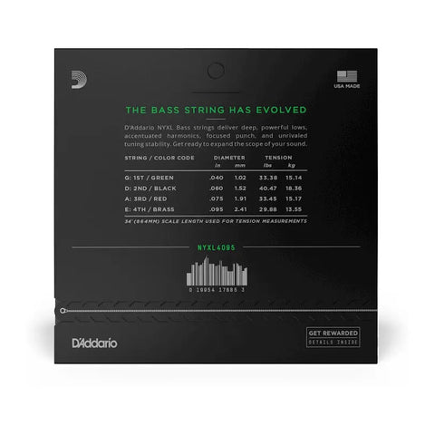 Juego De 4 Cuerdas Para Bajo (.040-.095) Daddario Nyxl4095