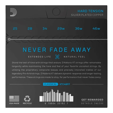 Cuerdas Guitarra Clásica Nylon Tensión Alta D'addario Xtc46ff