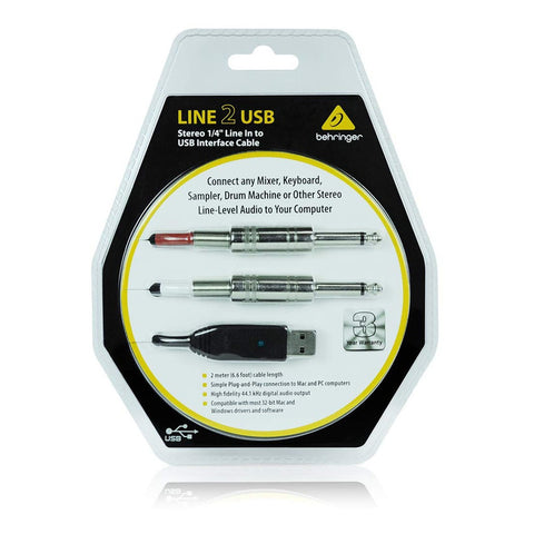 Cable Usb A Dos Plug Trs 1/4 PuLG 2m Behringer Line 2 Usb Negro
