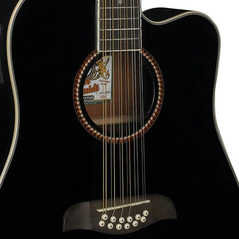 Oscar Schmidt Od312ce Guitarra Electroacústica 12 Cuerdas Para Diestros Black Brillante
