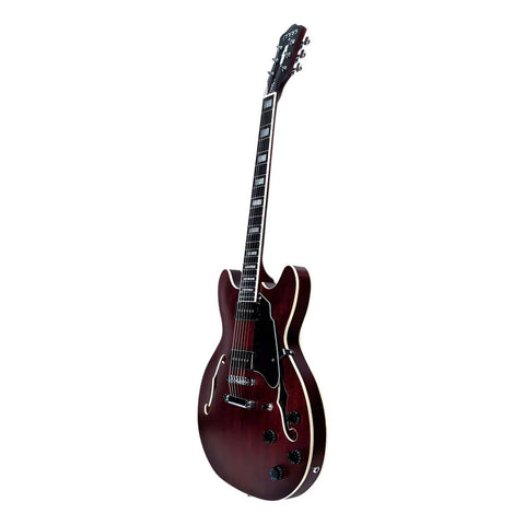 Guitarra Eléctrica Mars Hollowbody 335 P90 Satin Red Color Rojo Material Del Diapasón Palisandro Orientación De La Mano Diestro Palo De Rosa