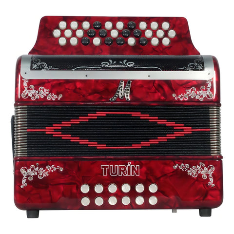Acordeón Moretti Turin 31 Botones 12 Bajos Tono Sol Rojo