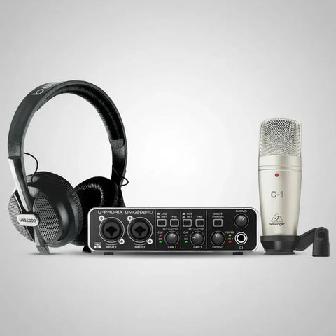 Kit P/grabación C/interfaz Behringer U-phoria Studio Pro Negro