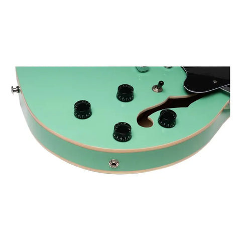 Guitarra Eléctrica Mars Hollowbody 335 Studio De 6 Cuerdas, Verde Claro Diestro Palo De Rosa