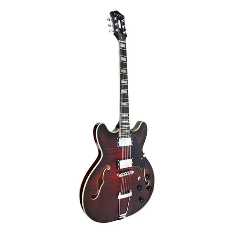 Guitarra Eléctrica 6 Cuerdas Mars Hollowbody 335 Classic Red Color Rojo Material Del Diapasón Palo De Rosa Orientación De La Mano Diestro