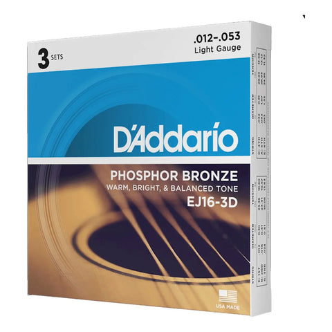 Paquete 3 Cuerdas P/guitarra Acústica Daddario Ej16 3-pack