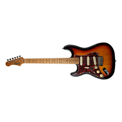 Guitarra Eléctrica Zurda Strato Sunburst Jet Js-300 Lh Zurdo Naranja Oscuro Maple
