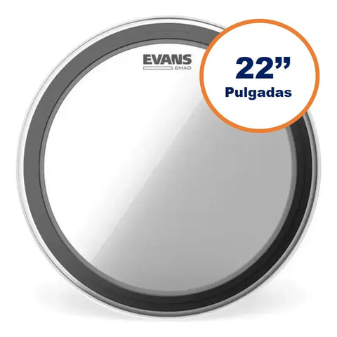 Parche De Bombo Evans Emad De 22  Transparente De 1 Capa Negro/blanco