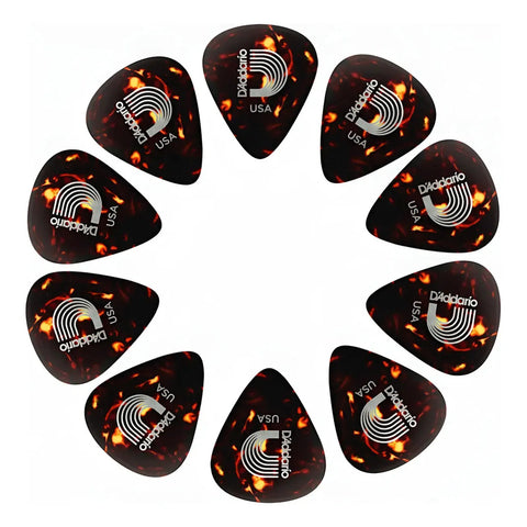 Paquete Con 10 Púas Calibre Grueso 1mm Planet Waves 1csh6-10 Negro Y Rojo Pesado 1 Mm Shell Púas Para Instrumentos De Cuerdas