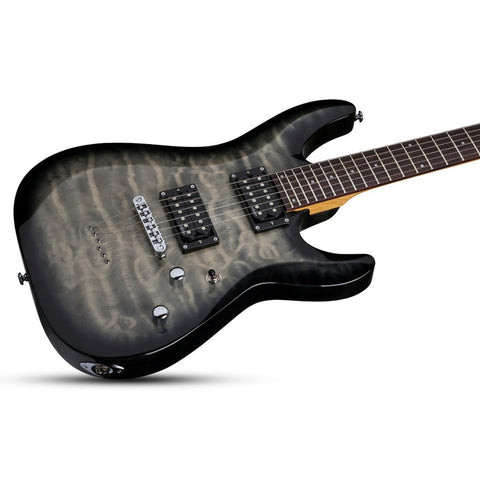 Guitarra Eléctrica Carbon Sombreado Schecter C6plus Chb Diestro Charcoal Burst Palo De Rosa