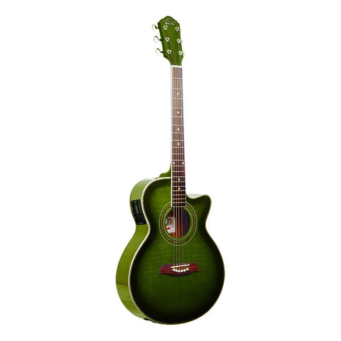 Guitarra Electroacústica 6 Cuerdas Oscar Schmidt Og10cef Color Verde Transparente Diestro Palisandro