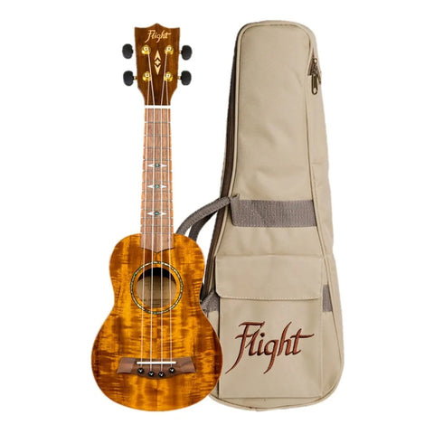 Ukelele Soprano 12 Trastes Con Funda Flight Dus445 Acacia Marrón