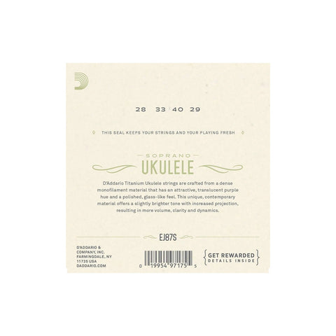 Daddario Ej87s Cuerdas Para Ukulele Soprano De Titanio