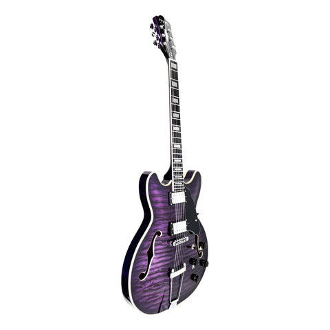 Guitarra Eléctrica 6 Cuerdas Mars Hollowbody 335 Custom Ppl Color Púrpura Material Del Diapasón Palo De Rosa Orientación De La Mano Diestro
