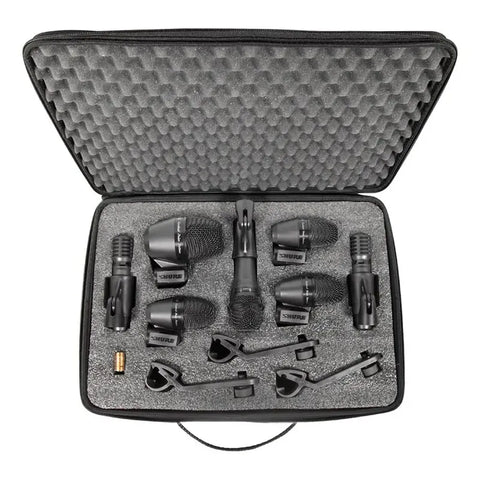Pack Original De 7 Microfonos Para Bateria Shure Pgadrumkit7 Negro