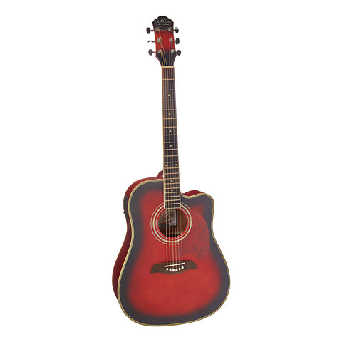Guitarra Electroacustica Cereza Oscar Schmidt Og2cef Bcr Rojo Derecha