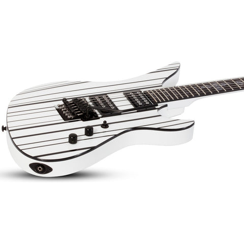 Guitarra Eléctrica Schecter Synyster Standard De Caoba Gloss White With Black Pin Stripes Brillante Con Diapasón De Ébano