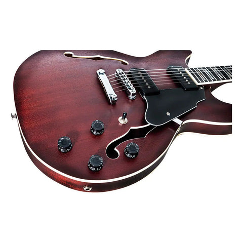 Guitarra Eléctrica Mars Hollowbody 335 P90 Satin Red Color Rojo Material Del Diapasón Palisandro Orientación De La Mano Diestro Palo De Rosa