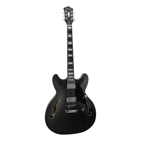 Guitarra Eléctrica Mars Hollowbody 335 Satin De 6 Cuerdas, Gris Oscuro Diestro Palo De Rosa