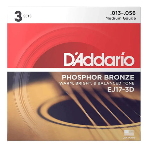 Encordadura D'addario Ej17-3d 3 Pack Guitarra Acústica