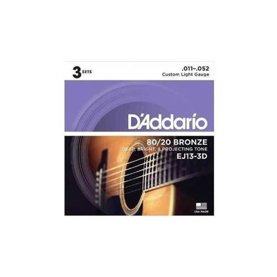 Juego De 3 Cuerdas De Acero Para Guitarra D'addario Ej13-3d 011-052