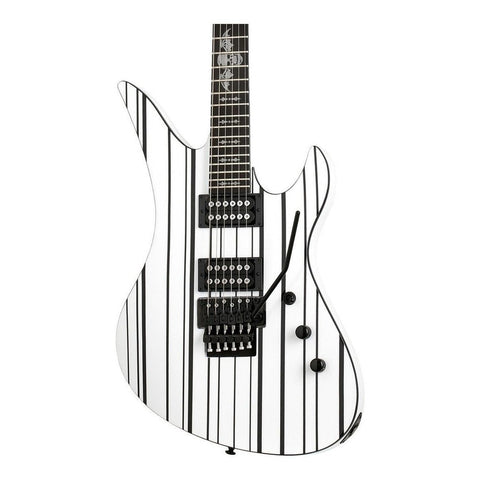 Guitarra Eléctrica Schecter Synyster Standard De Caoba Gloss White With Black Pin Stripes Brillante Con Diapasón De Ébano