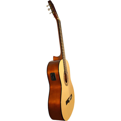La Sevillana A-2e Guitarra Electroacústica Clásica Abeto Color Natural Orientación De La Mano Diestro
