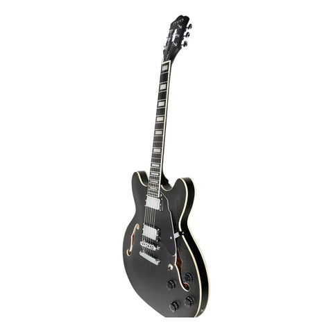 Guitarra Eléctrica Mars Hollowbody 335 Satin De 6 Cuerdas, Gris Oscuro Diestro Palo De Rosa