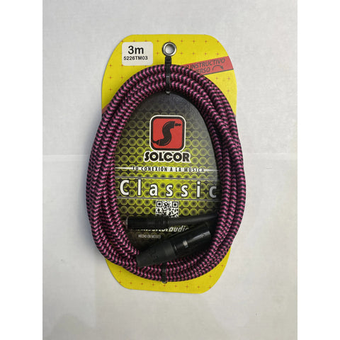 Cable Tejido Plug 6.3mm Plug Xlr Macho Solcor 5226tm03 3m.