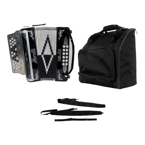 Moretti Milan Blk Acordeón De Botones Tono Sol Funda Correas