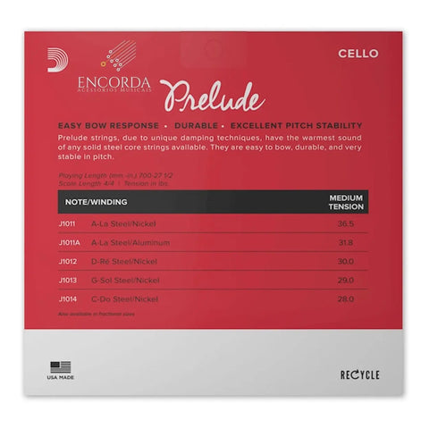 Juego De Cuerdas Para Violonchelo 4/4 D'addario Prelude J1010 4/4m