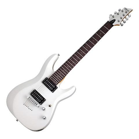 Guitarra Electrica Blanca 7 Cuerdas, Schecter C-7 Deluxe Diestro Blanco Satinado