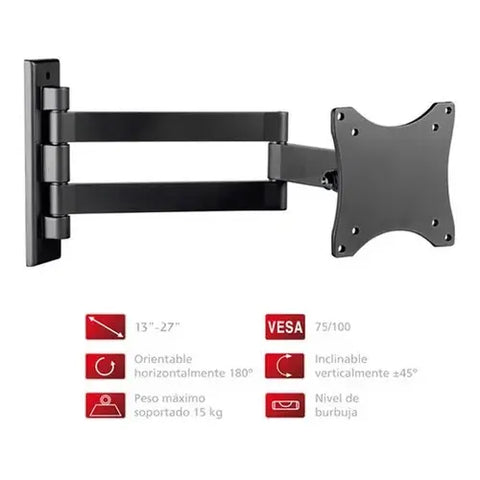 Soporte Articulado Tv Plana 13-27 PuLG Pared Fonestar Negro Vesa 75x100