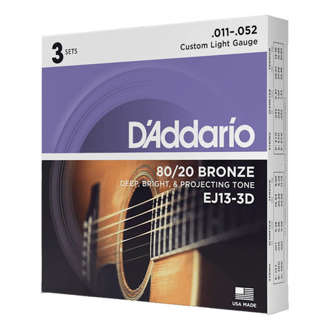 Paquete 3 Cuerdas P/guitarra Acústica Daddario Ej13 3-pack