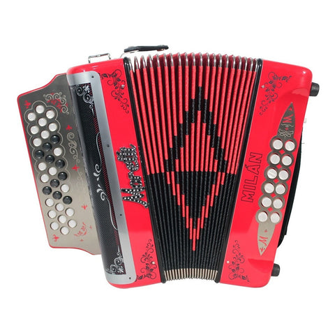 Acordeón Rojo De 31 Botones Tono De Sol Moretti Milan Gcf