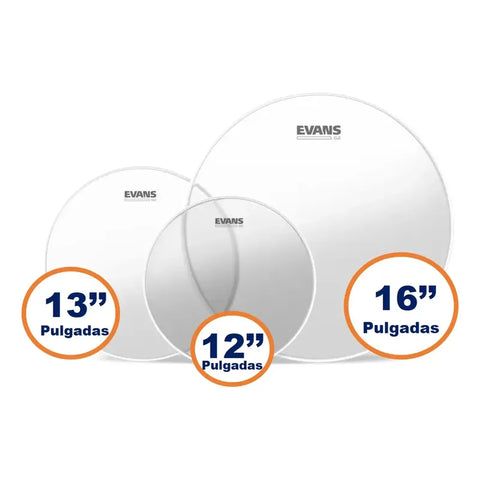 Juego De Parches Para Tom 12, 13 Y 16 Pulgadas Evans Drumheads Etp-g2clr-s Transparente