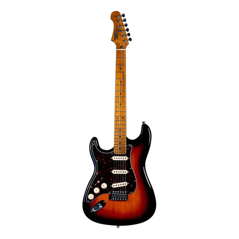 Guitarra Eléctrica Zurda Strato Sunburst Jet Js-300 Lh Zurdo Naranja Oscuro Maple