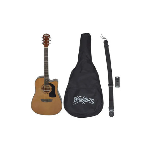 Washburn Ad5cepack Paquete Guitarra Natural Electroacústica