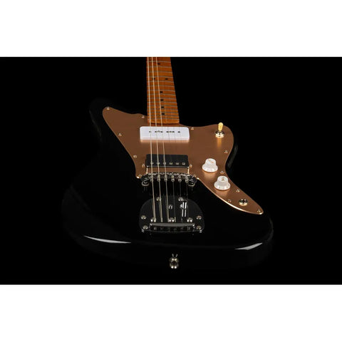 Guitarra Tipo Jaguar Negra Dorado Jet Guitars Jj-350 Bgt Diestro Negro Maple