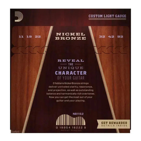 Cuerdas De Nickel P/ Guitarra Acústica 11-52 D'addario Nb1152