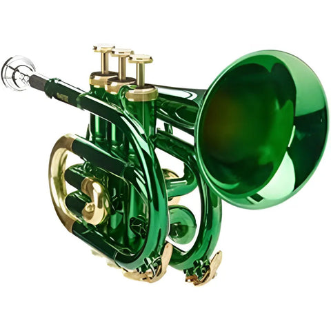 Trompeta Pocket Verde Roy Benson Pt-101e Sib Latón Compacta