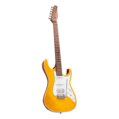 Guitarra Eléctrica Con Case Serie Unique Leggend-am Babilon Color Amarillo