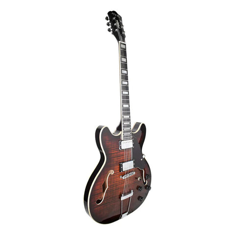 Guitarra Eléctrica Mars Hollowbody 335 Classic Bro De 6 Cuerdas En Marrón Oscuro Diestro Palo De Rosa