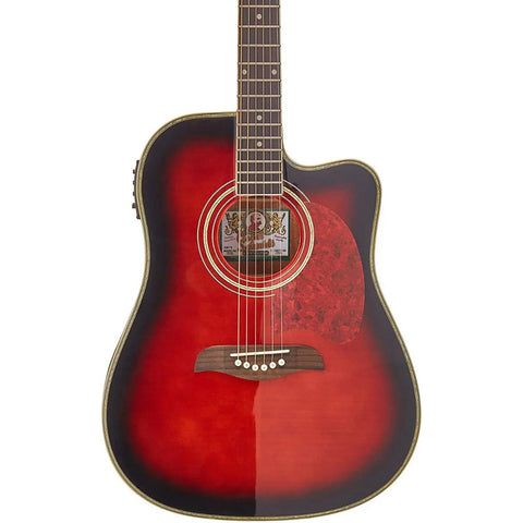 Guitarra Electroacustica Cereza Oscar Schmidt Og2cef Bcr Rojo Derecha
