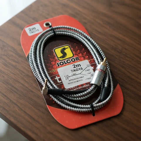 Solcor 7ag15  Cable Trs 3.5mm A 2 Rca Trenzado 2m
