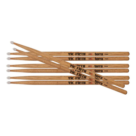 Vic Firth P7atn4pk 7a Baquetas 4 Par Punta De Nylon Batería Percusión Color Natural