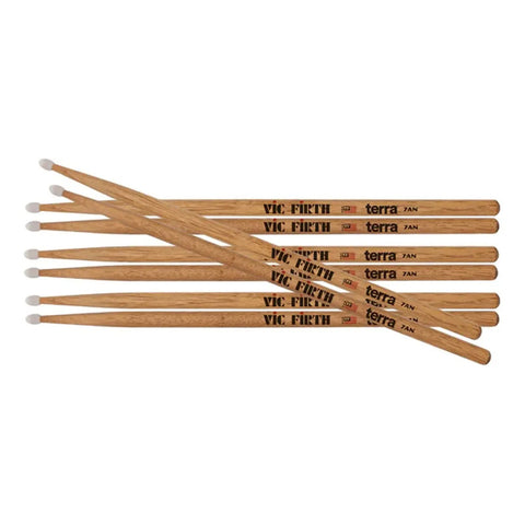 Vic Firth P7atn4pk 7a Baquetas 4 Par Punta De Nylon Batería Percusión Color Natural