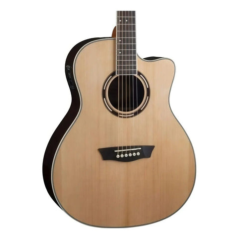 Guitarra Acústica Washburn Apprentice Ag70ce Natural Tapa Abeto Brillante Diestro