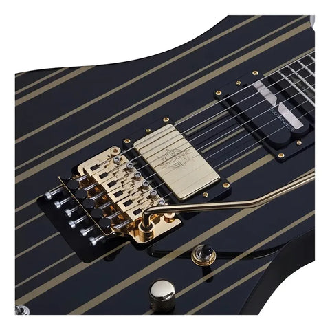 Guitarra Eléctrica Schecter Synyster Custom-s Negra 6 Cuerdas Caoba Diestro Gloss Black With Gold Stripes Ébano