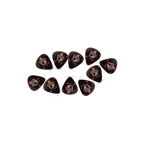 Pack De 10 Púas D'addario De Celuloide Color Tortoise Para Guitarra, Calibre Mediano